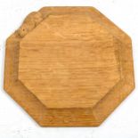 Mouseman oak cheese board, 19cm across, modern