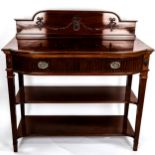 Maple & Co Edwardian mahogany buffet, with carved frieze drawer, width 122cm