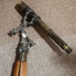 A brass and leather-covered 4-draw telescope, by J H Steward of 106 Strand London, on brass