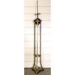 Large Italian gilt metal floor standing lamp with green marble globe and rams head ...