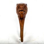 19th century Black Forest carved wood Bulldog design nutcrackers, with glass eyes, length 19cm