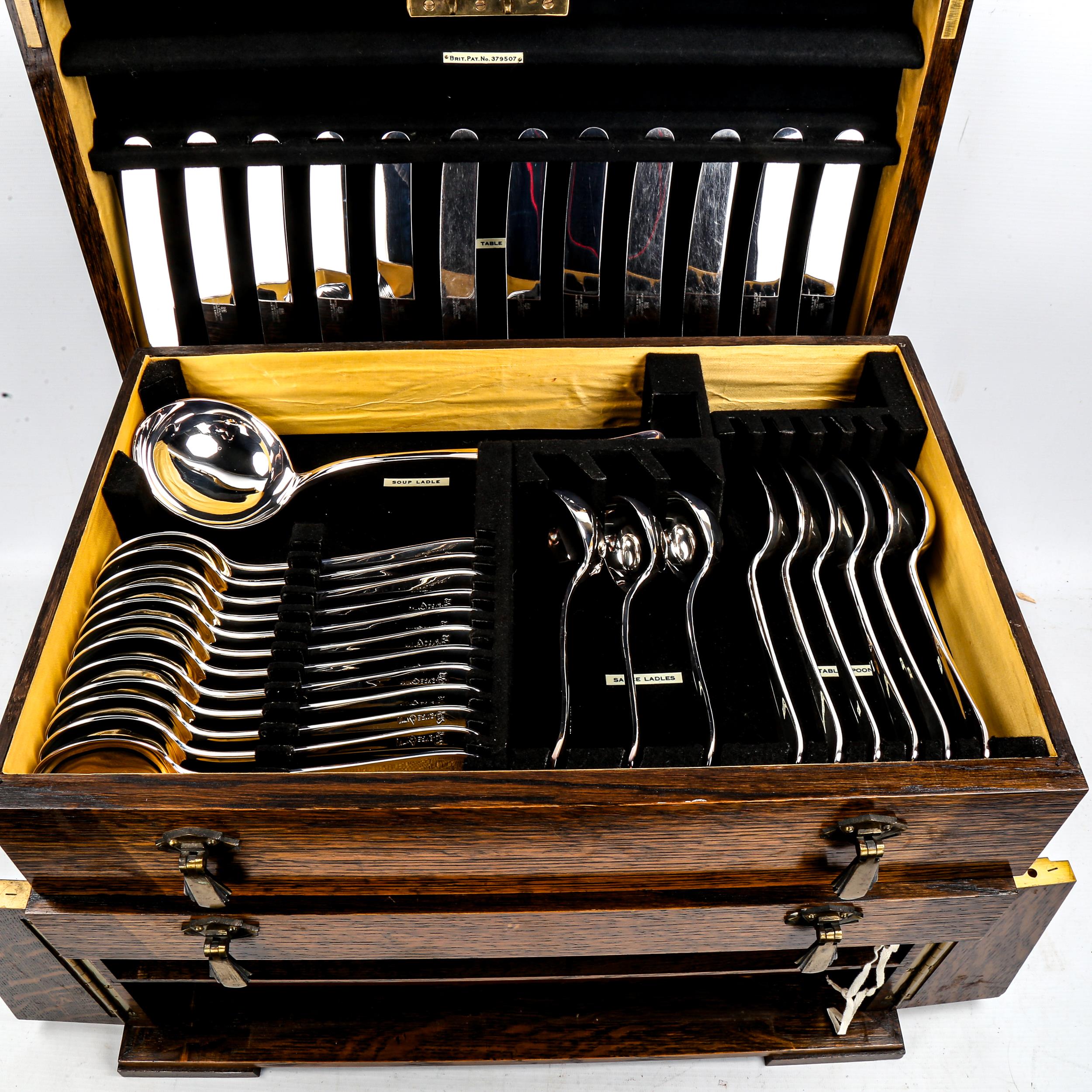 A canteen of Unity Old English pattern cutlery and servers for 12 people, in an oak cabinet with 2 - Image 3 of 3