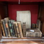 A group of Antiquarian leather-bound books, including Socrates in Greek and Latin, published 1621