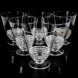 LALIQUE NIPPON - a set of 6 tapered glasses, height 9cm, diameter 7.5cm Perfect condition