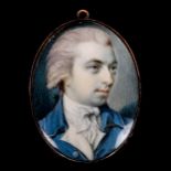 Attributed to Andrew Plimer (1763 - 1837), miniature painted portrait on ivory of a gentleman