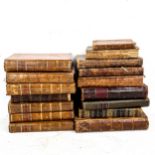 A group of Antiquarian leather-bound books, including British Theatre