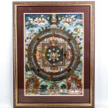 2 Tibetan Thangka paintings in modern frames, overall frame dimensions 74cm x 56cm, and 80cm x