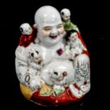 A Chinese porcelain Buddha with children, height 20cm Perfect condition