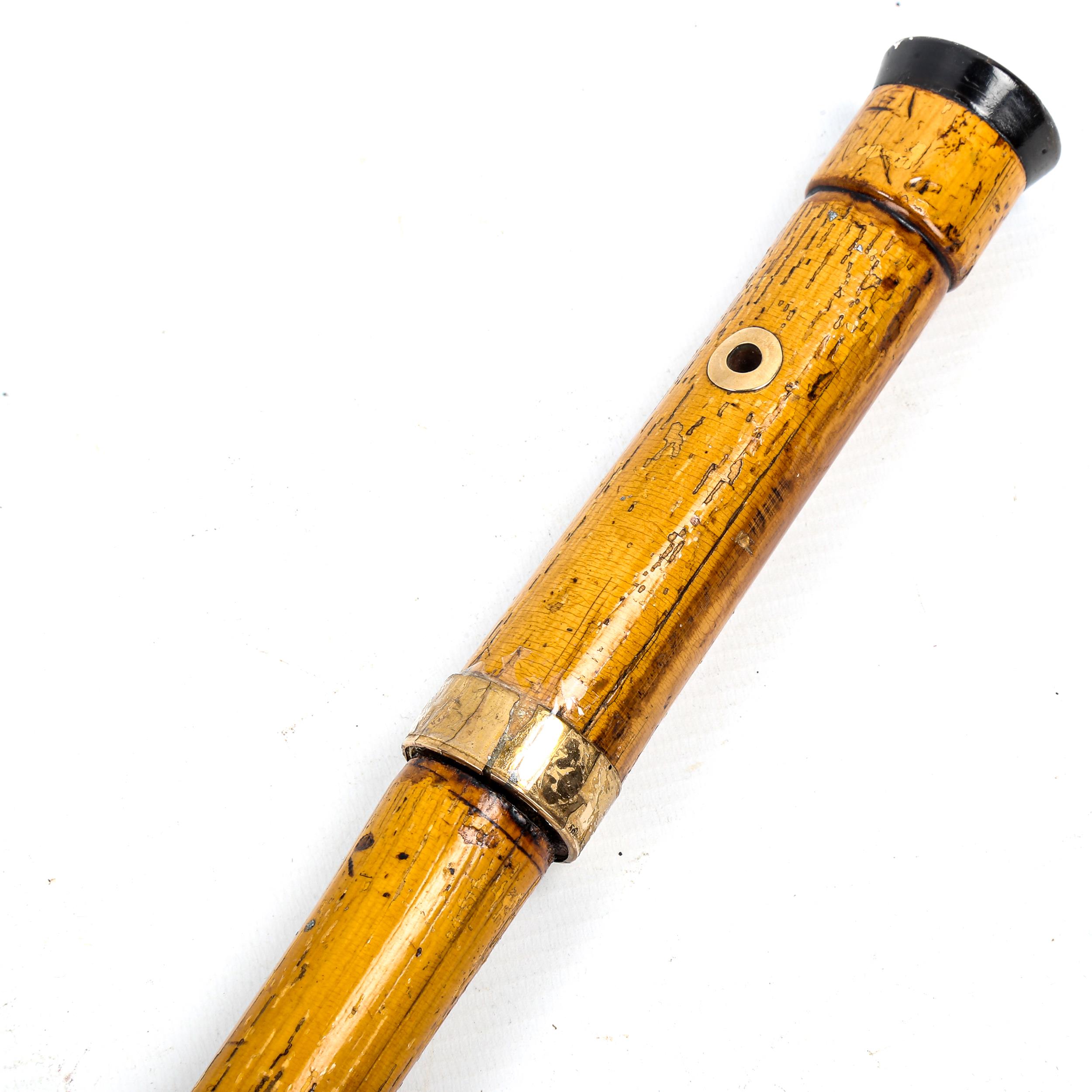 A 19th century bamboo sword stick, 9ct gold mount, hallmarks for 1871, with tortoiseshell and gold