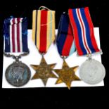 Military medal group of 4, comprising George VI Military medal, awarded to 1598338 A Sgt C H Payne