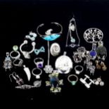 Various silver jewellery, including locket pendant, bracelet, rings etc, 210g gross Lot sold as seen