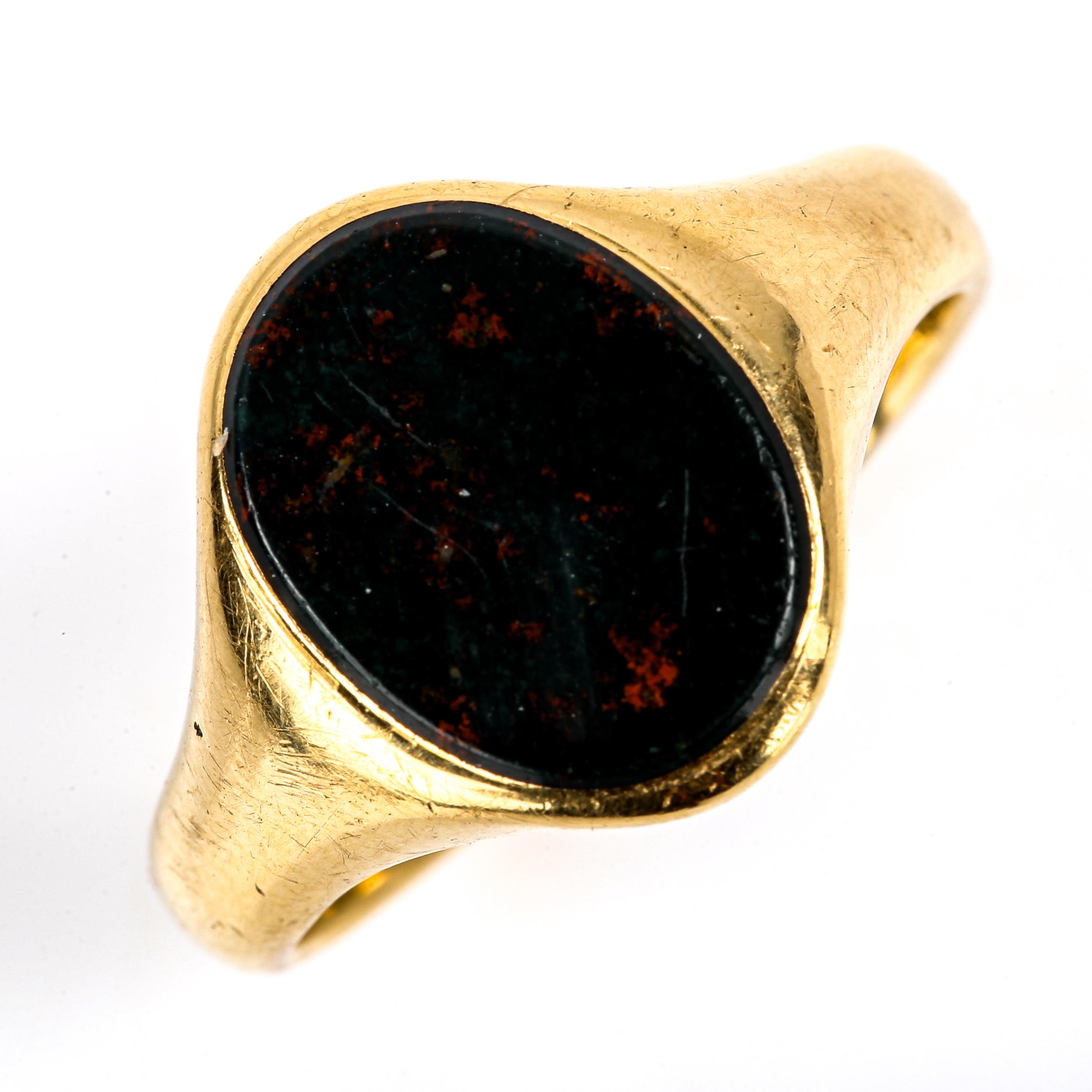 An early 20th century 18ct gold bloodstone signet ring, by Henry Griffith & Sons Ltd, hallmarks