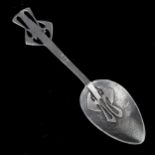 Attributed to ARCHIBALD KNOX for LIBERTY - an unmarked Arts and Crafts pewter spoon, length 11.