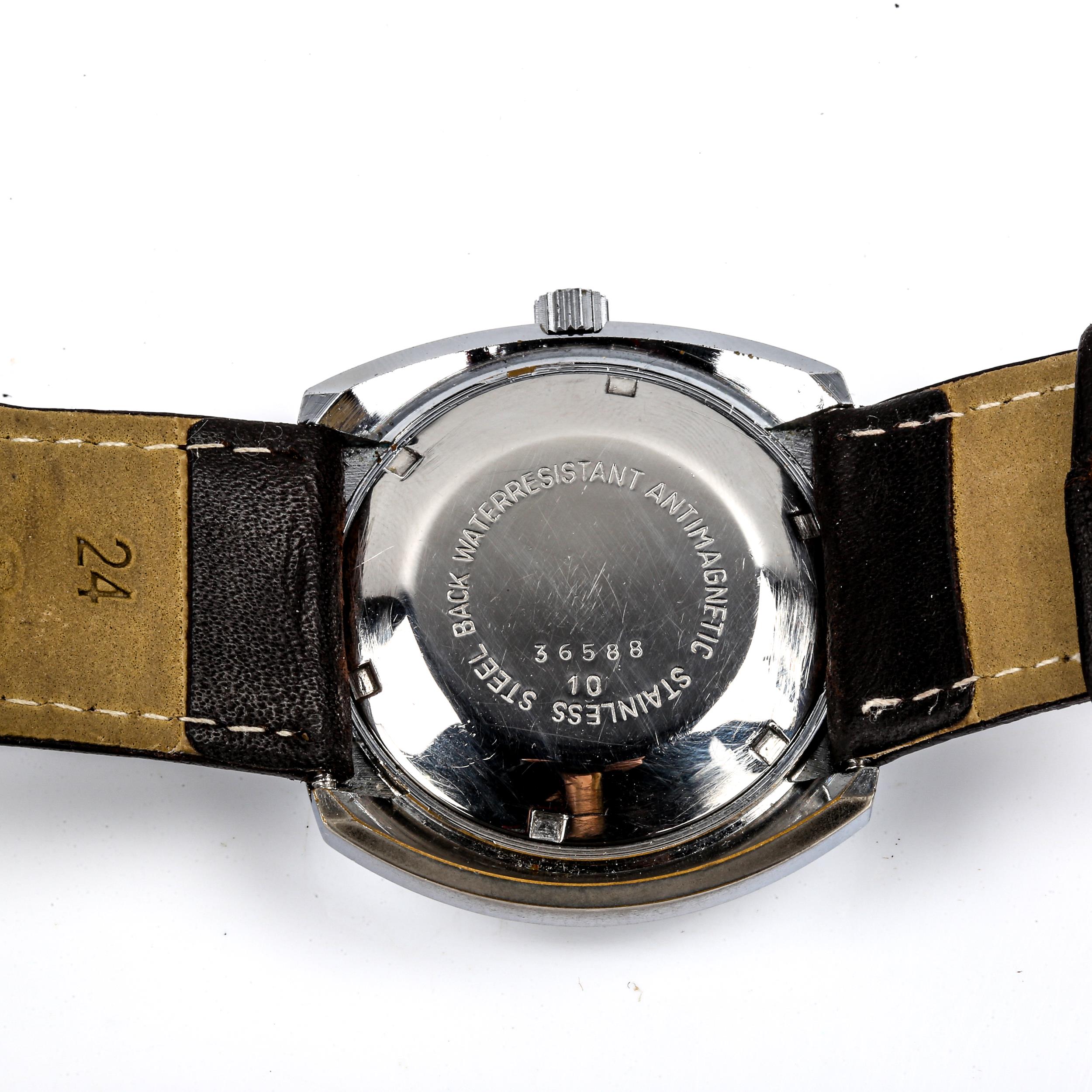 LANCO - a Vintage stainless steel automatic wristwatch, silvered dial with baton hour markers and - Image 4 of 5