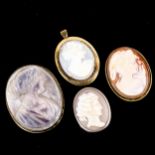 4 x cameos, including pendant and brooch examples, 38.5g total (4) Lot sold as seen unless