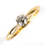 An 18ct gold 0.35ct solitaire diamond ring, set with old-cut diamond, colour approx G/H, clarity