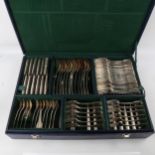A canteen of George III solid silver Fiddle and Thread pattern cutlery for 12 people, by Richard