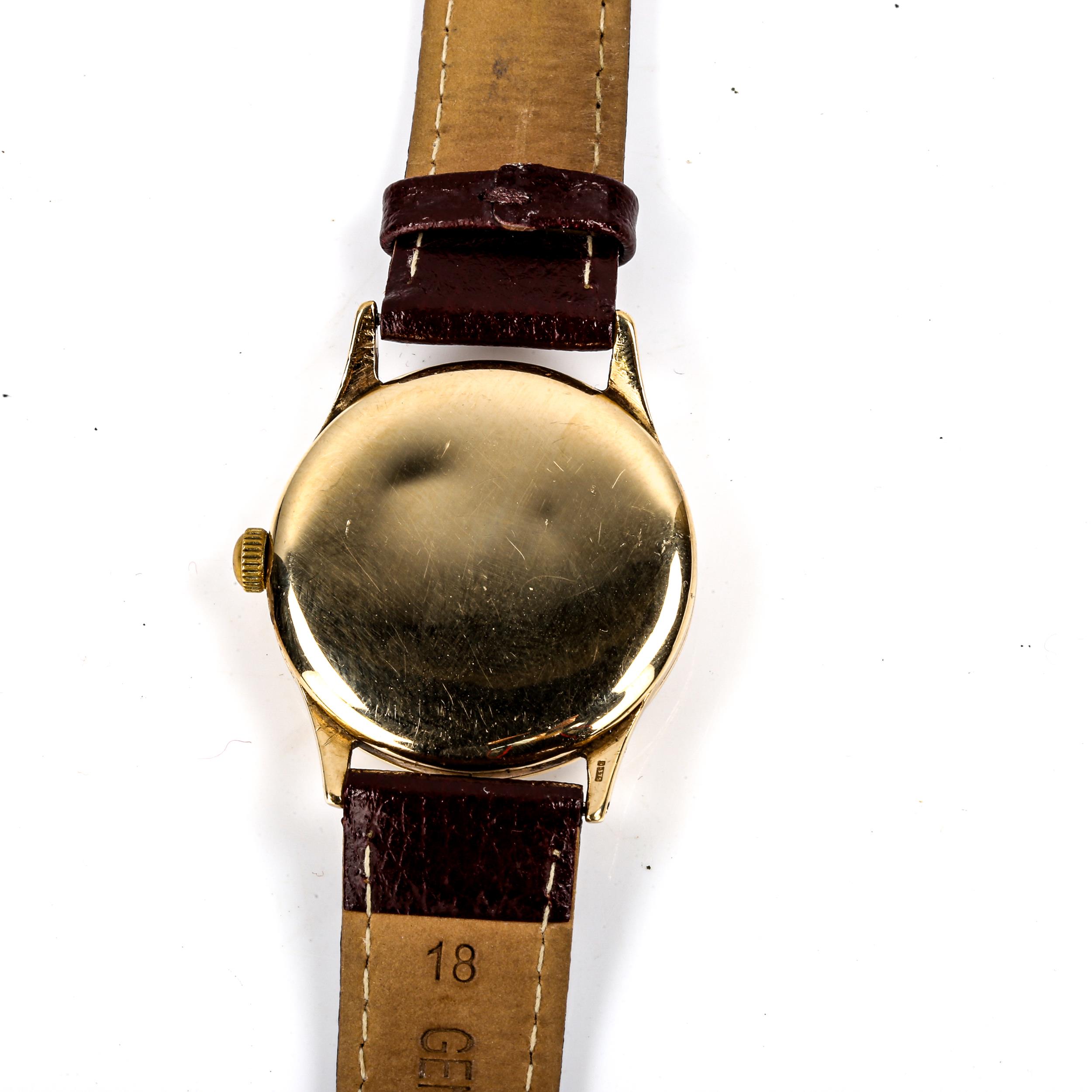 LONGINES - a Vintage 9ct gold mechanical wristwatch, ref. 13322, circa 1964, silvered dial with gilt - Image 3 of 5