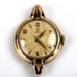 OMEGA - a lady's Vintage 9ct gold mechanical wristwatch head, ref. 77711, circa 1950, silvered