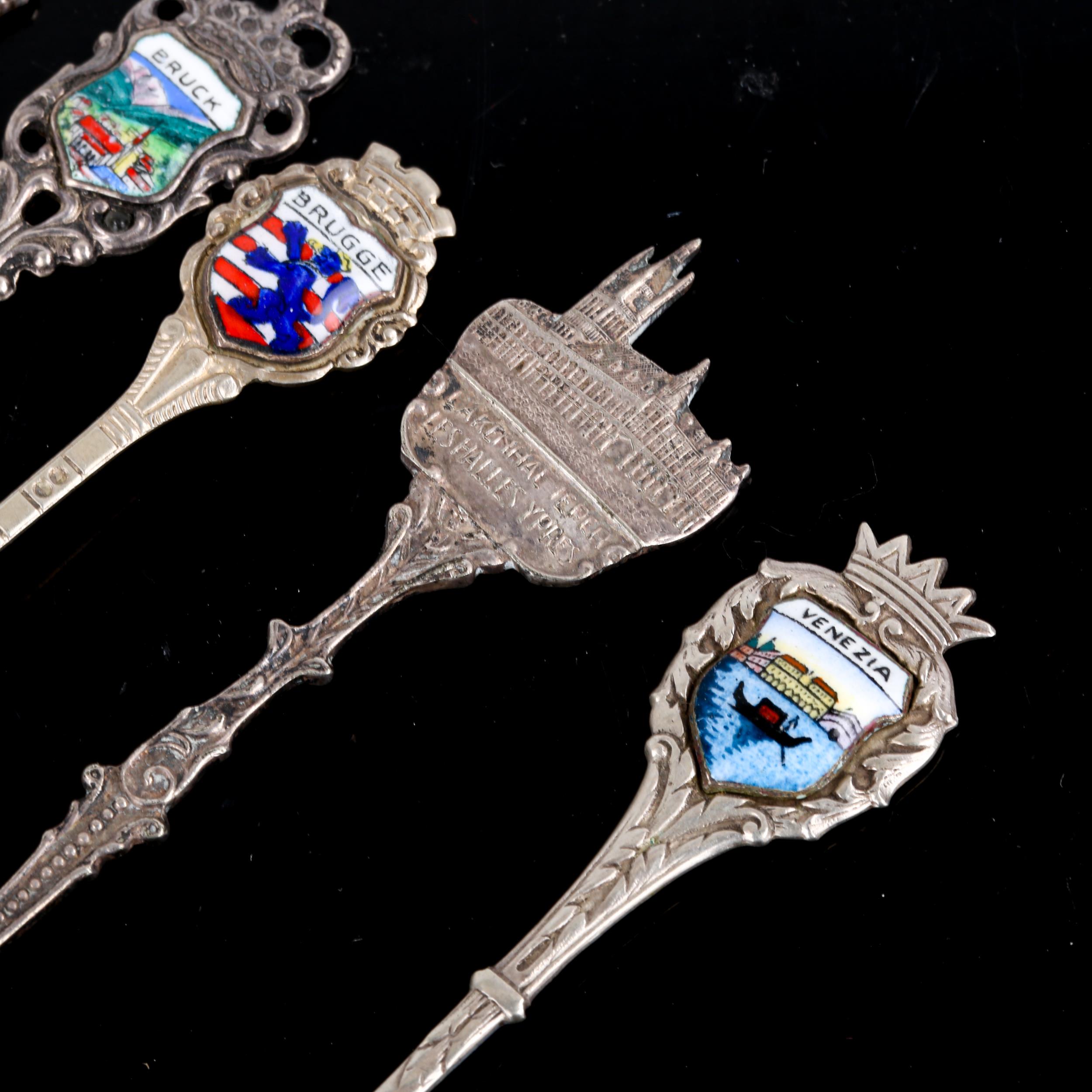 5 x souvenir spoons, including some silver and enamel, 1.5oz total (5) Lot sold as seen unless - Image 3 of 4