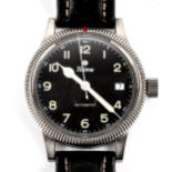 TUTIMA - a stainless steel Flieger automatic wristwatch, ref. 637-01, black dial with Arabic