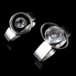 2 x Finnish sterling silver cubic zirconia rings, including example by Salovaara, hallmarks 1973 and