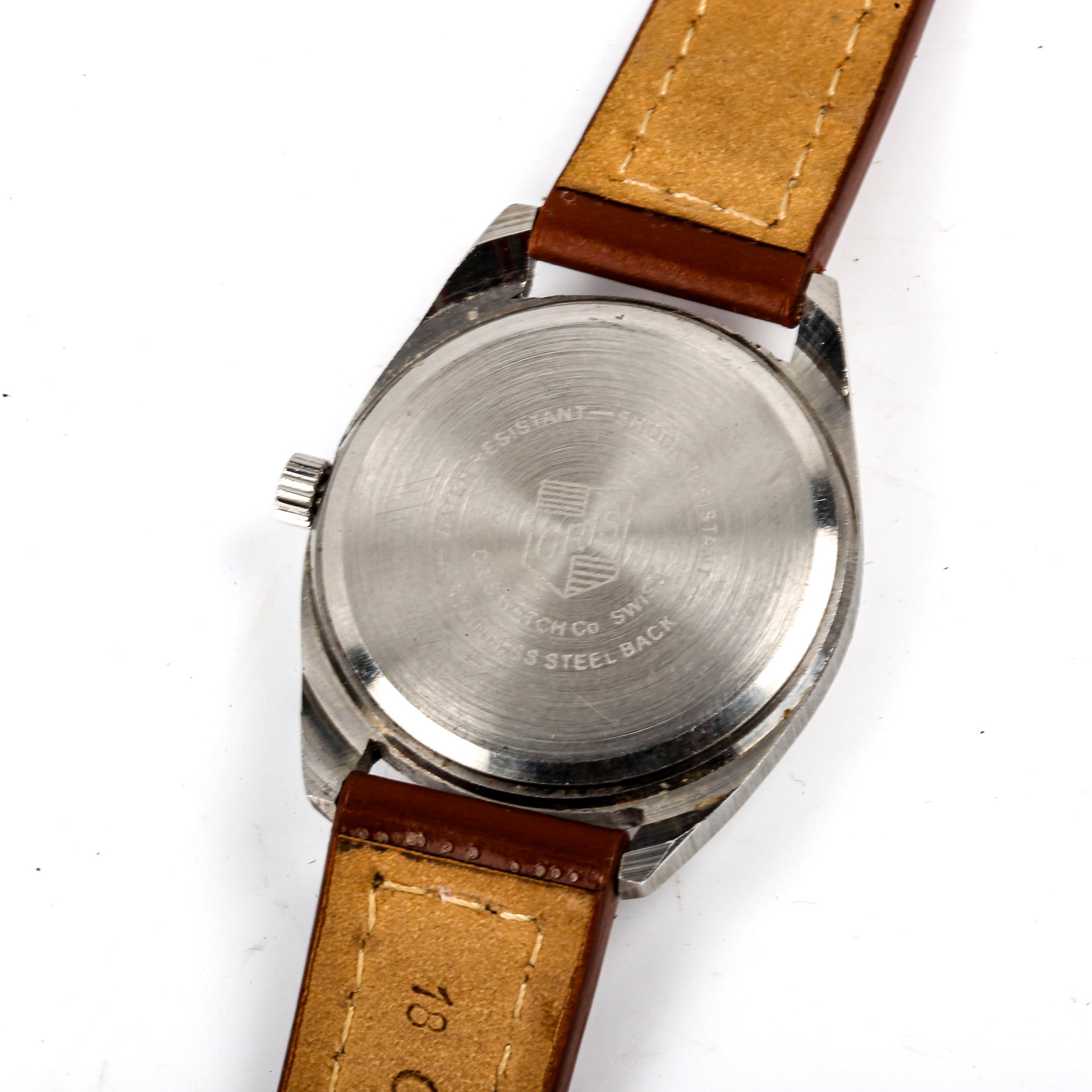 ORIS - a Vintage stainless steel mechanical wristwatch, silvered dial with outer minutes ring and - Image 3 of 5