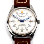 ORIS - a Vintage stainless steel mechanical wristwatch, silvered dial with outer minutes ring and