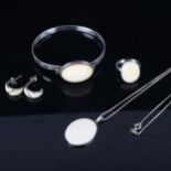 Various Vintage Danish silver and marine ivory jewellery, comprising torque bracelet, pendant