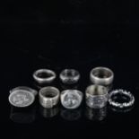 8 various handmade silver rings, 64.6g total (8) No damage or repairs, only general surface wear