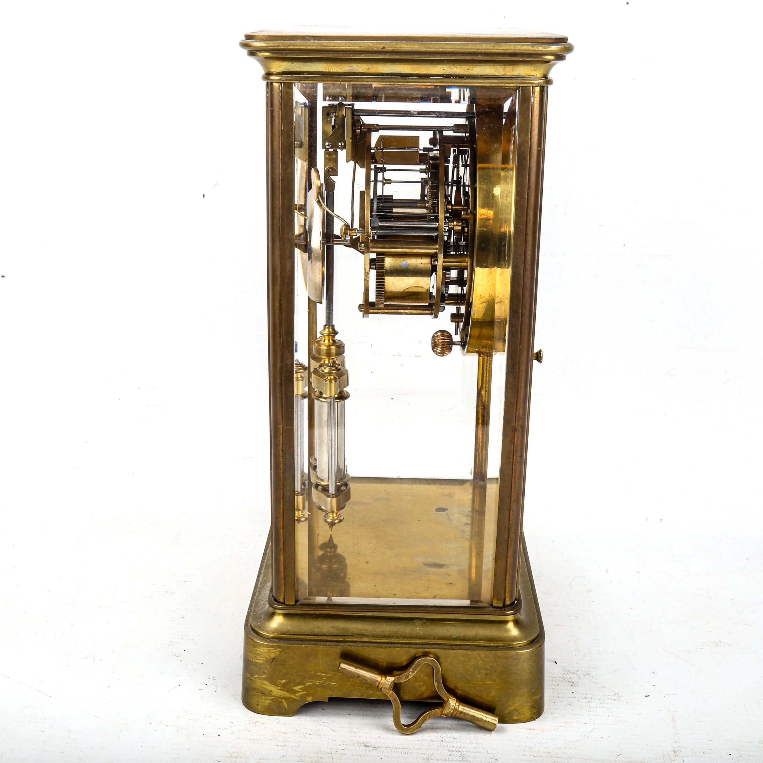 An early 20th century brass-cased 4-glass 8-day mantel clock, by Payne & Co of London, white - Image 5 of 5