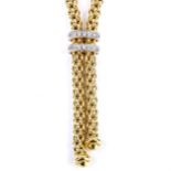 FOPE - a modern Italian designer 18ct yellow and white gold Maori tassel diamond necklace, total