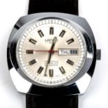LANCO - a Vintage stainless steel automatic wristwatch, silvered dial with baton hour markers and