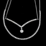 2 x modern silver diamond necklaces, both 45cm long, 19.7g total (2) Both nearly new, diamonds