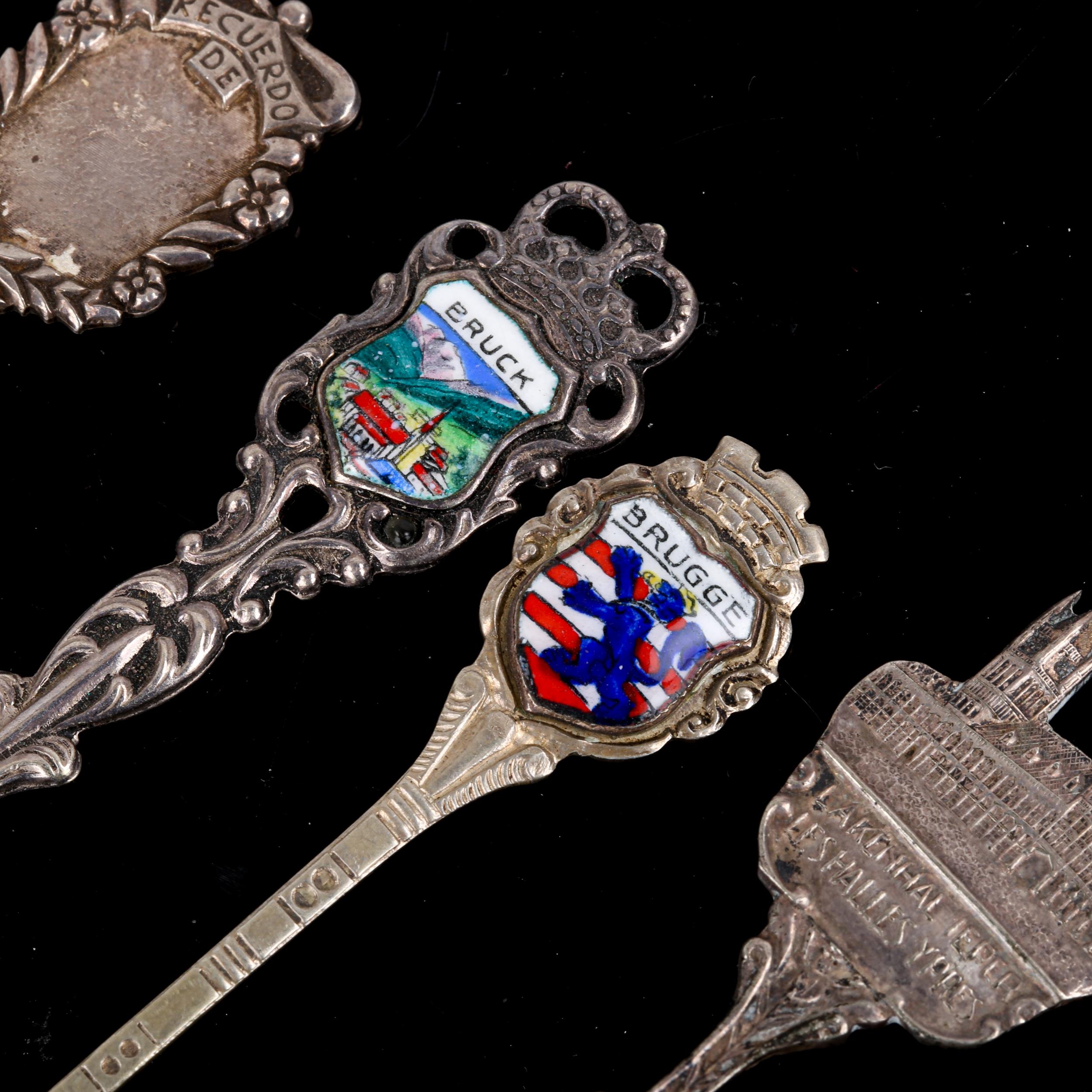 5 x souvenir spoons, including some silver and enamel, 1.5oz total (5) Lot sold as seen unless - Image 2 of 4