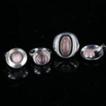 Various Vintage Danish stylised sterling silver and pink moonstone jewellery, comprising 3 x rings