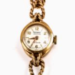 ROTARY - a lady's 9ct gold Maximus mechanical bracelet watch, silvered dial with Arabic numerals and