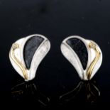 Attributed to ZOLTAN POPOVITZ for LAPPONIA - a pair of sterling silver ebony and cubic zirconia