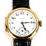 ZENTIH - a lady's early 20th century 18ct gold mechanical wristwatch, white enamel dial with