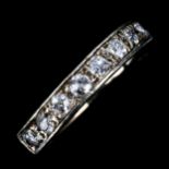 A 9ct gold 8-stone diamond half eternity ring, set with old-cut diamonds, total diamond content