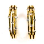 ROBERTO COIN - a pair of designer 18ct gold diamond Constellation hoop earrings, set with modern