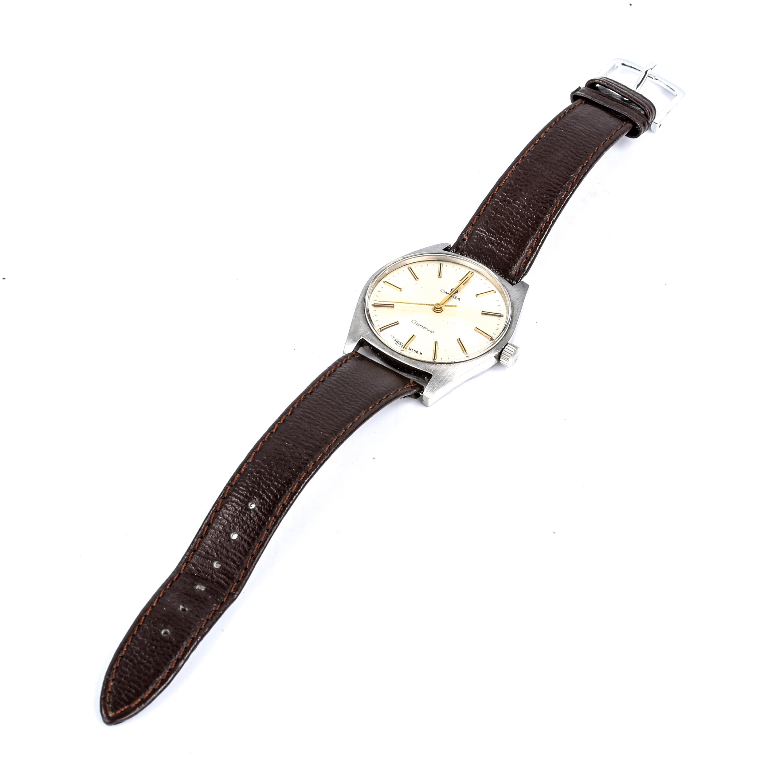 OMEGA - a Vintage stainless steel Geneve mechanical wristwatch, ref. 135.041, circa 1969, silvere - Image 2 of 5