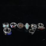 8 various handmade silver rings, 53.1g total (8) No damage, only general surface wear