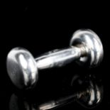 TIFFANY & CO - a Vintage American sterling silver baby's dumbbell rattle, length 8.5cm, 1.4oz No