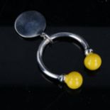 LINKS OF LONDON - a modern sterling silver and yellow enamel key ring, with blank tag, 16.3g,