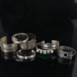 Various handmade bangles and bracelets, including brutalist silver plate on copper example (7) No