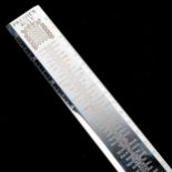 A heavy gauge Elizabeth II silver Premier Rule ruler, engraved with the name of every UK Prime