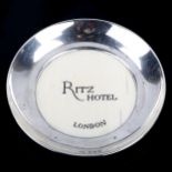 A George VI silver-mounted ivory Ritz Hotel London tip dish saucer, by John Grinsell & Sons,