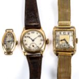 3 x Vintage 9ct gold cased mechanical wristwatches, only smallest working, 71.4g gross (3) Only