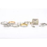 Various modern silver diamond jewellery, including rings, pendants and earrings, 32g total (11)